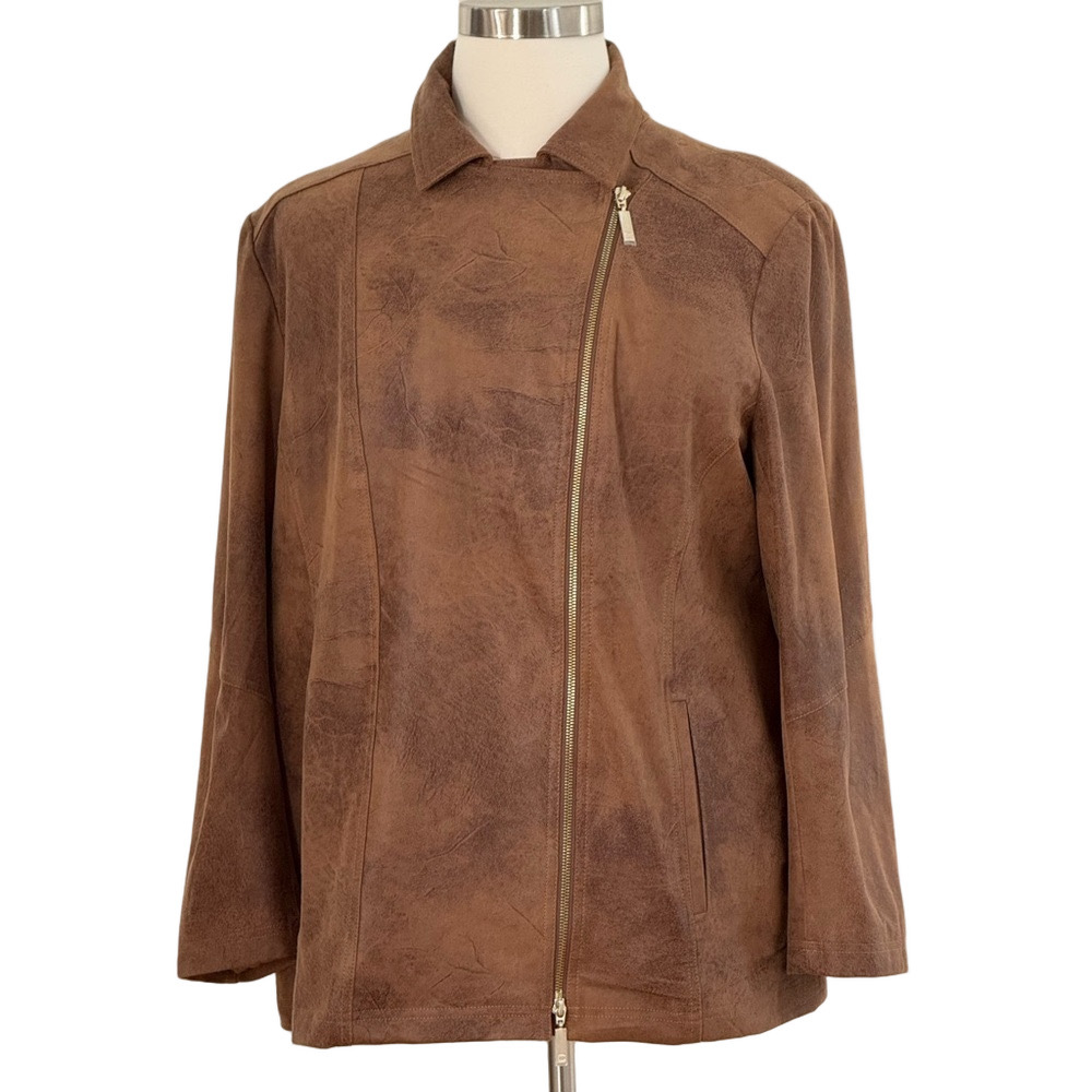 Chico's Brown “Leather” Women's Jacket Size 20 (Chico’s size 4) - Picture 3 of 15